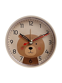 Будильник «Медвежонок», плавный ход, d=8 см, бежевый