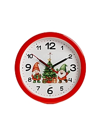 Будильник «Весёлые гномы», плавный ход, d=15 см, красный