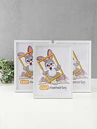 Набор фоторамок для фото 21×30 см Keep memories «Формат», с подножкой, 3 шт., (пластиковый экран), белый