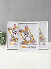 Набор фоторамок для фото 21×30 см Keep memories «Гамма», с подножкой, 3 шт., (пластиковый экран), серебро