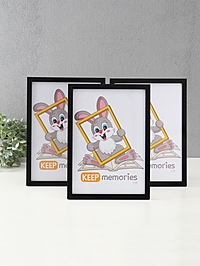 Набор фоторамок для фото 21×30 см Keep memories «Формат», с подножкой, набор 3 шт., (пластиковый экран), чёрный