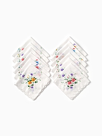 Платки носовые женские Экономь и Я "Полянка" 30*30 см, (набор 12 шт), рис. МИКС,100% пэ