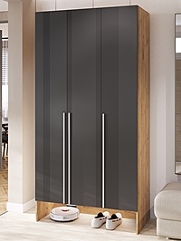 Прихожая «Луна», с нишей, 1200×520×2400 мм, цвет графит софт /дуб крафт