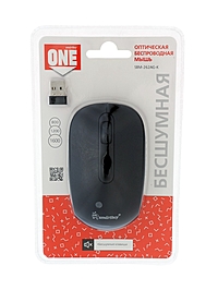 Мышь Smartbuy ONE 262AG, беспроводная, оптическая, 4 кнопки, 1600 dpi, USB, 1хАА, черная