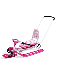 Снегокат «Котики», с родительской ручкой, со спинкой, розовый, ТС6-СЛ/К Snow Cat