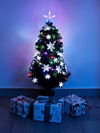 Ёлка фиброоптическая «Снежинки» 90 см, d нижнего яруса 45 см, 80 веток, мигание