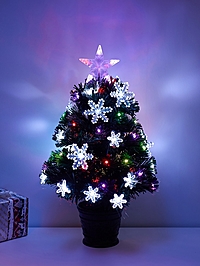 Ёлка фиброоптическая «Снежинки» 60 см, d нижнего яруса 35 см, 55 веток, мигание