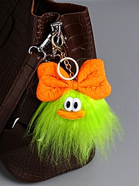 Брелок для ключей на кольце «Пушистик: Чучундра с бантиком», на сумку, рюкзак, салатовая, 18×10×5 см