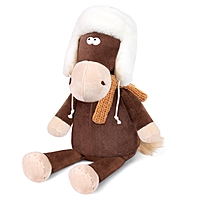 Мягкая игрушка «Конь Василий в ушанке и шарфе», 27 см