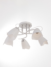 Люстра «Аура» 1009/5, 5×15 Вт, Е27, 50×25 см, белый/хром