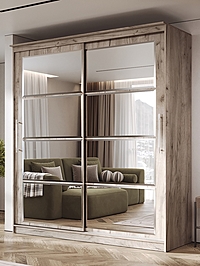 Шкаф-купе с зеркалом Элегант 8, 2000х650х2200, Дуб Крафт серый