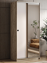 Шкаф-купе с зеркалом Альянс , 1000х620х2200, Кашемир/Крафт серый