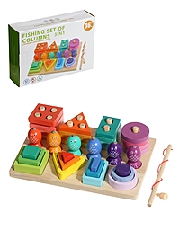 Детская деревянная пирамидка сортер с удочкой