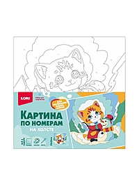 Картина по номерам на холсте 20*20 см "Кот и снеговик" Рхд-039