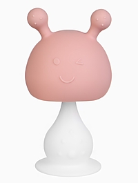 Прорезыватель силиконовый для зубов с погремушкой 3 в 1 M&B «Зайка», розовый