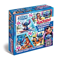 Пазлы 4 в 1 с дополненной реальностью, 35, 48, 54, 70 деталей, Стич