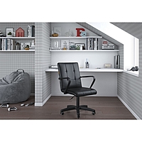 Кресло офисное Chairman 030, с подлокотниками, на колёсиках, экокожа, цвет чёрный