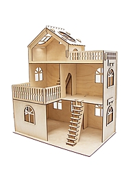 Домик для кукол деревянный, 3 этажа, неокрашенный 147101