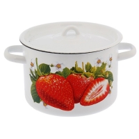Кастрюля цилиндрическая 4,5 л "Клубника садовая", цвет белый