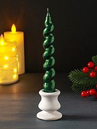 Свеча витая "LUXURY" 25*180 мм, лакированная, зеленая