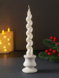 Свеча витая "LUXURY" 25*180 мм, лакированная, белая