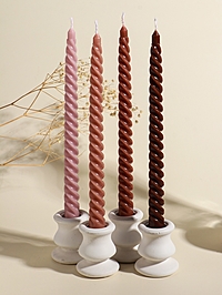 Набор свечей витых, 2×25 см, 4 шт., палитра коричневого, 25.5×8.8×2.4 см