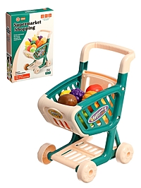 Продутовая тележка «Магазинчик», с овощами и фруктами, 15 предметов