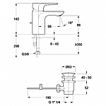 Смеситель для раковины Jacob Delafon Aleo E72275-4-CP хром