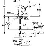 Смеситель для раковины GROHE BauEdge 23760001 хром