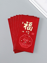 Конверт для денег подарочный «Пожелание счастья», набор 6 шт., бумага, тиснение блеск, 9×17 см