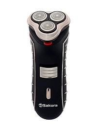Электробритва Sakura SA-5414BK, АКБ, сеточная, 3 плавающие головки, триммер, чёрная
