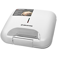 Сэндвичница BRAYER 2203BR-WH, 750 Вт, 22×12 см, антипригарное покрытие, белая