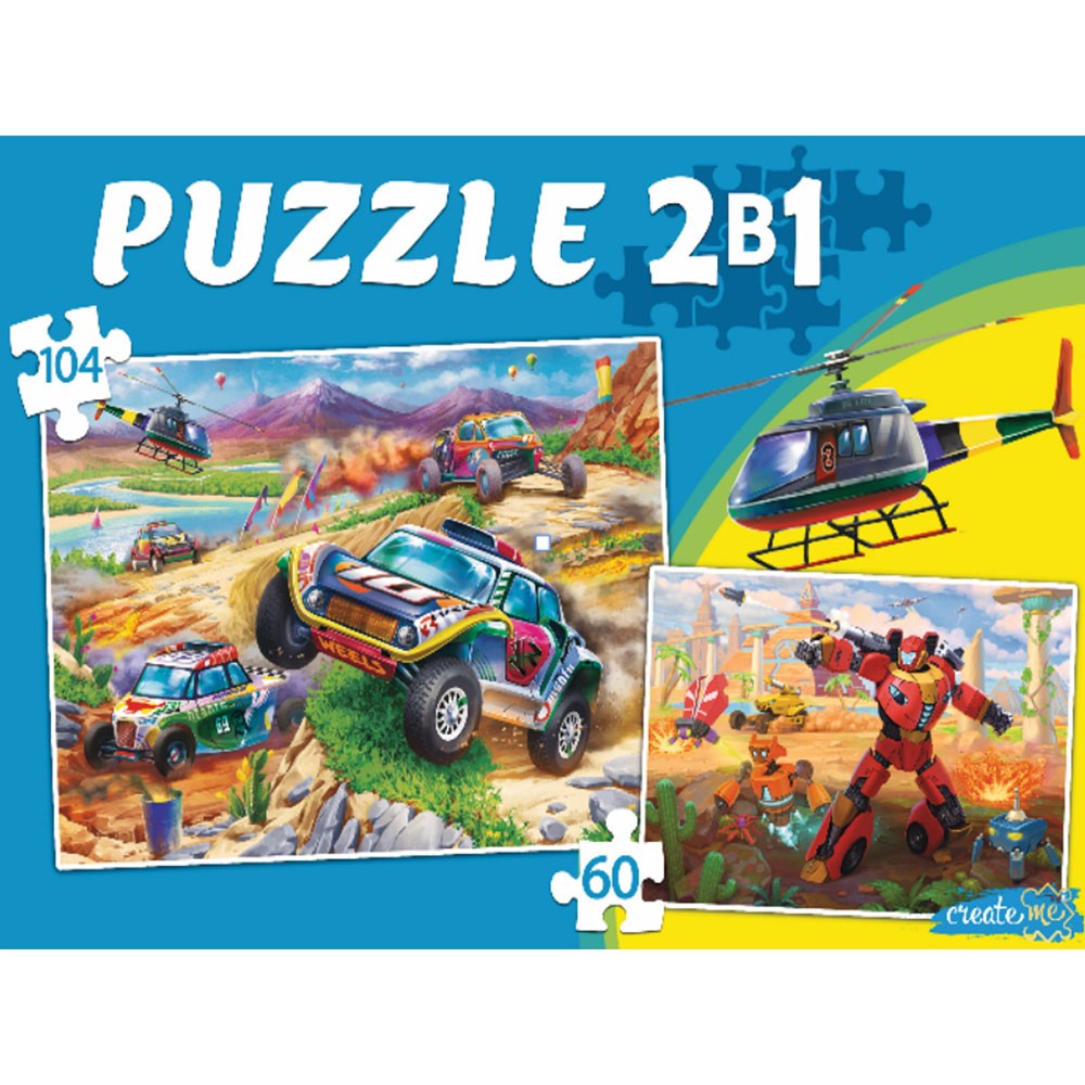 Пазл 2 в 1 Трансформеры + Тачки №2 60 и 104 элемента
