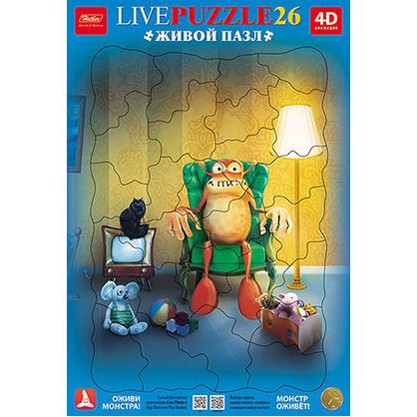 Пазл в рамке Живой 4D пазл Монстрик 26 элементов 14156