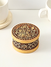 Шкатулка круглая "Машенька", 8,5х5см, береста