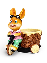 Фигурное кашпо 13 х 9 х 15см  "Заяц на велосипеде"