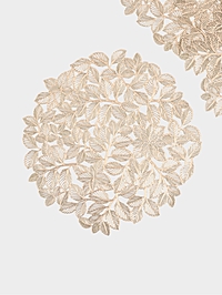 Набор салфетка сервировочных на стол Доляна "Листья", цвет золото, ПВХ, 38х38 см