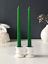 Набор свечей античных, 2,3х 24,5 см, 5 ч, 55 г, 2 штуки, тёмно-зелёный