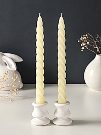 Набор свечей витых, 2,3х 24,5 см, 5 ч, 50 г, 2 штуки, слоновая кость