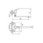 Смеситель для ванны D-Lin D140302-2 длинный излив хром