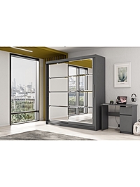 Шкаф-купе с зеркалом ШКП3 Макс, 2000х600х2200, Графит