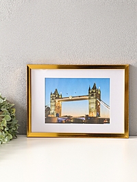 Фоторамка для фото 21х30 см, с паспарту 15х21 см, Lumo, золото