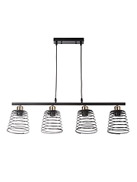 Светильник подвесной 30135/4BK, 4х40Вт, E27, 69х15х20-75 см, чёрный/золото