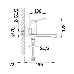 Смеситель для ванны D-Lin D130364-A короткий излив хром