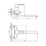 Смеситель для ванны Haiba HB2266 длинный излив хром