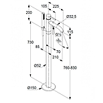 Смеситель для ванны KLUDI BOZZ 38590N076 напольный золото