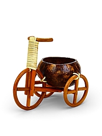 Декоративное кашпо - кокос «Велосипед», 20×12×17 см, деревянное