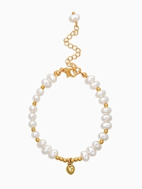 Браслет жемчуг "Рисинкис сердцем" , цвет белый в золоте