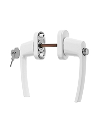 Ручка для окон ПВХ ТУНДРА с замком, алюминий, 32 мм, цвет белый, набор 2 шт