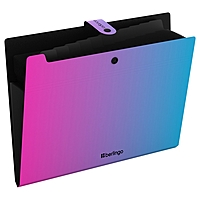 Папка А4, 12 отделений, Radiance, 600 мкм, на кнопке, розовый/голубой градиент
